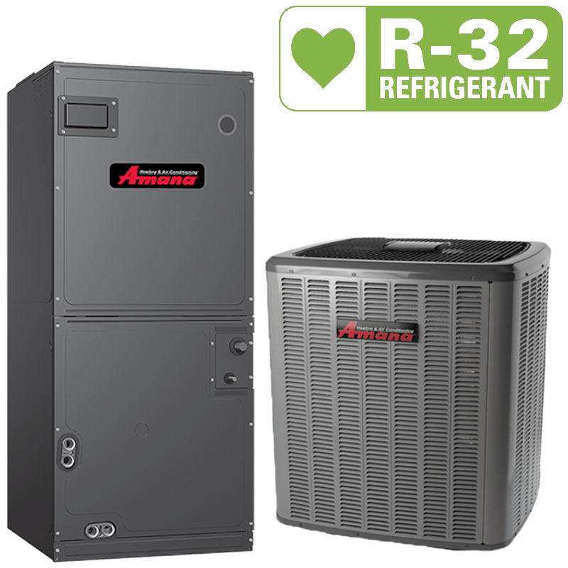 Amana 2 ton 15.2 SEER Single Stage Heat Pump & Multi-Position, Multi-Speed, ECM-Based Air Handler